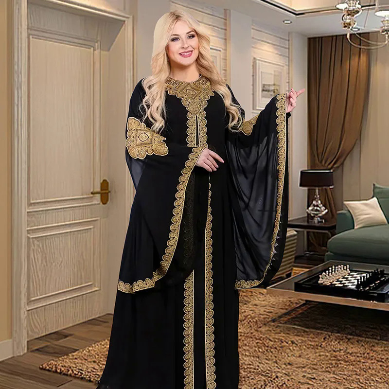 Kaftan dubai abaya thổ nhĩ kỳ 2 mảnh thiết lập hồi giáo voan maxi hồi giáo quần áo thanh lịch phi dresses đối với phụ nữ boubou áo choàng jilbab888