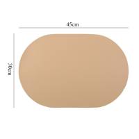 Leather Placemat PU Table Mat Waterproof Oil Resistant Heat Resistant Oval Dining Kitchen Home Office Easy Clean Green Beige Khaki