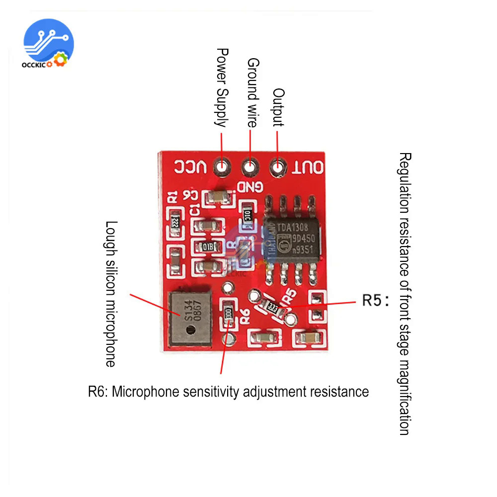 Mô-đun khuếch đại Micrô silicon DC3V-5V đầu micrô khuếch đại silicon với độ nhạy cao trước khi khuếch đại