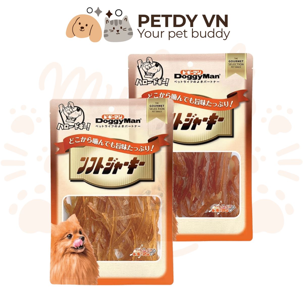 Snack thịt gà sấy dẻo Doggyman dành cho chó túi 80g
