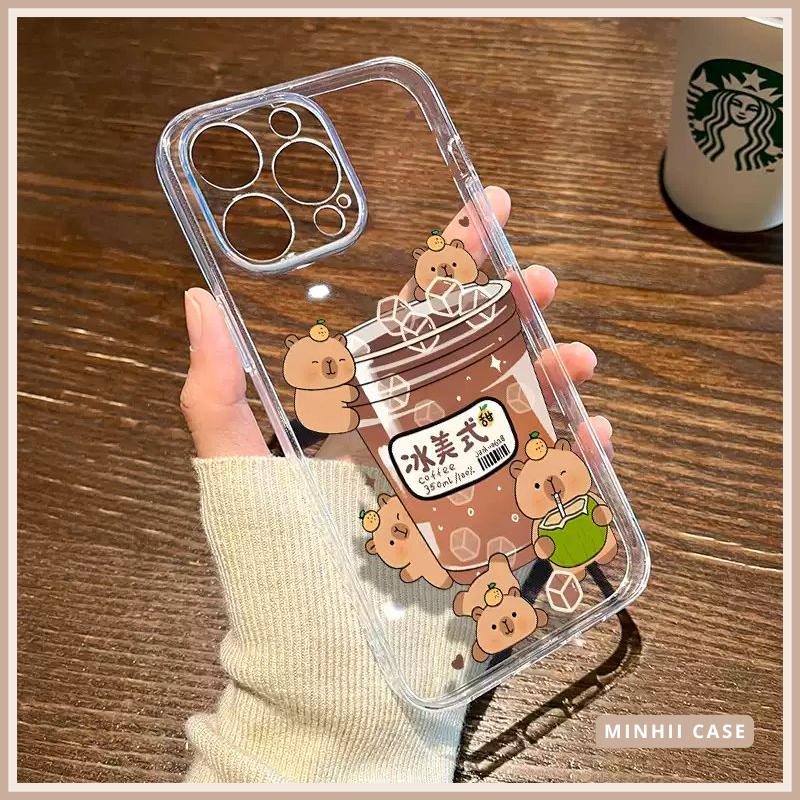 Ốp lưng iphone hoạ tiết capybara lucky coffe đẹp cute