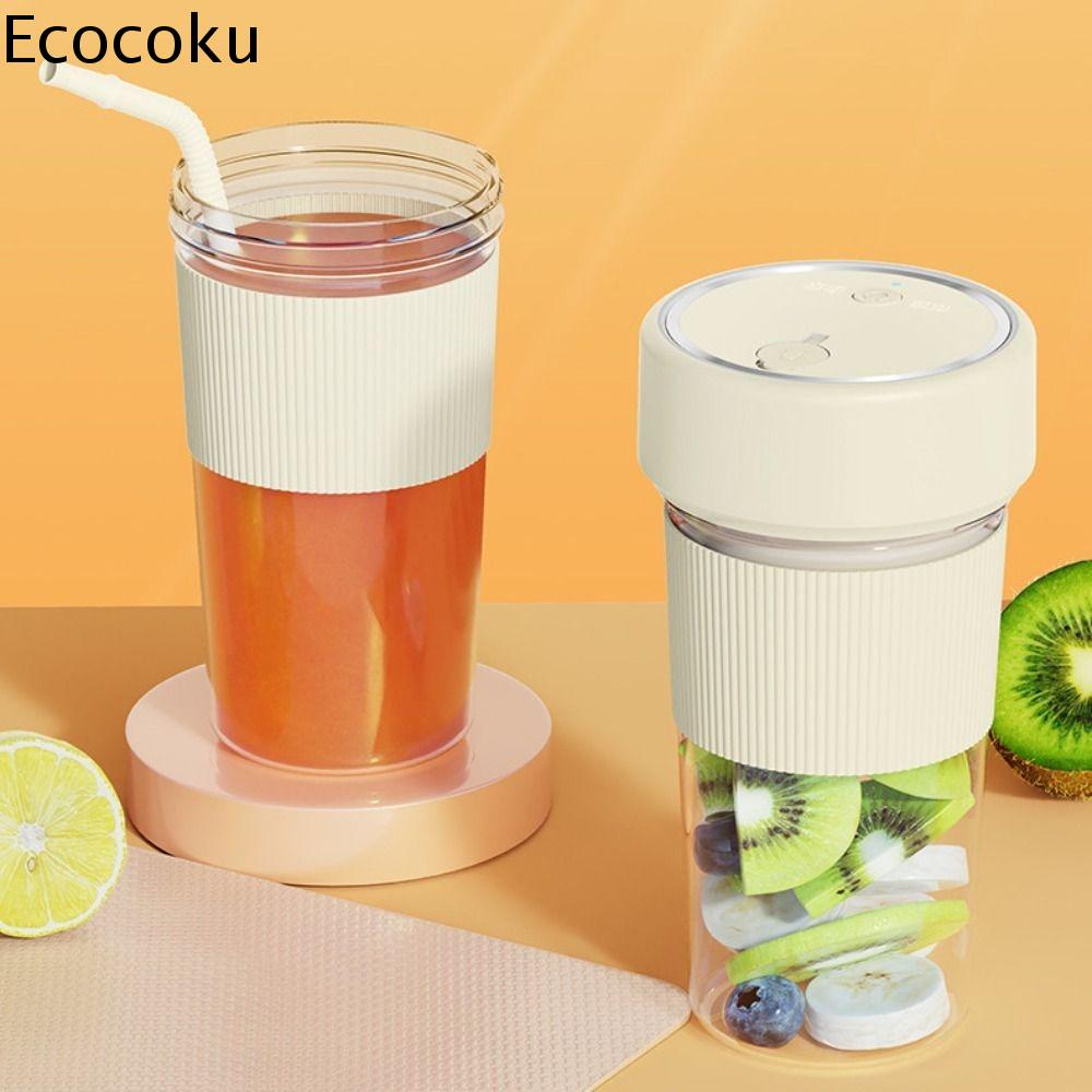 ECOCOKU Không dây Cốc ép trái cây điện 350 ML Thiết bị cầm tay Cốc ép trái cây Đa chức năng với ống hút Cốc xay sinh tố Văn phòng