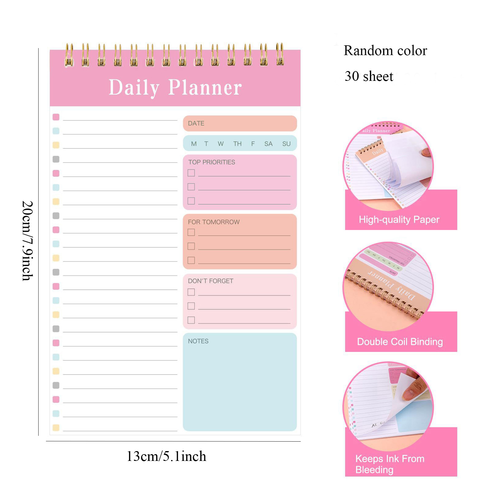 สมุดแพลนเนอร์รายวันสำหรับครู 1/5 แพ็ค สันขด บันทึกตารางสอนและ To-Do List อุปกรณ์สำนักงานโรงเรียน