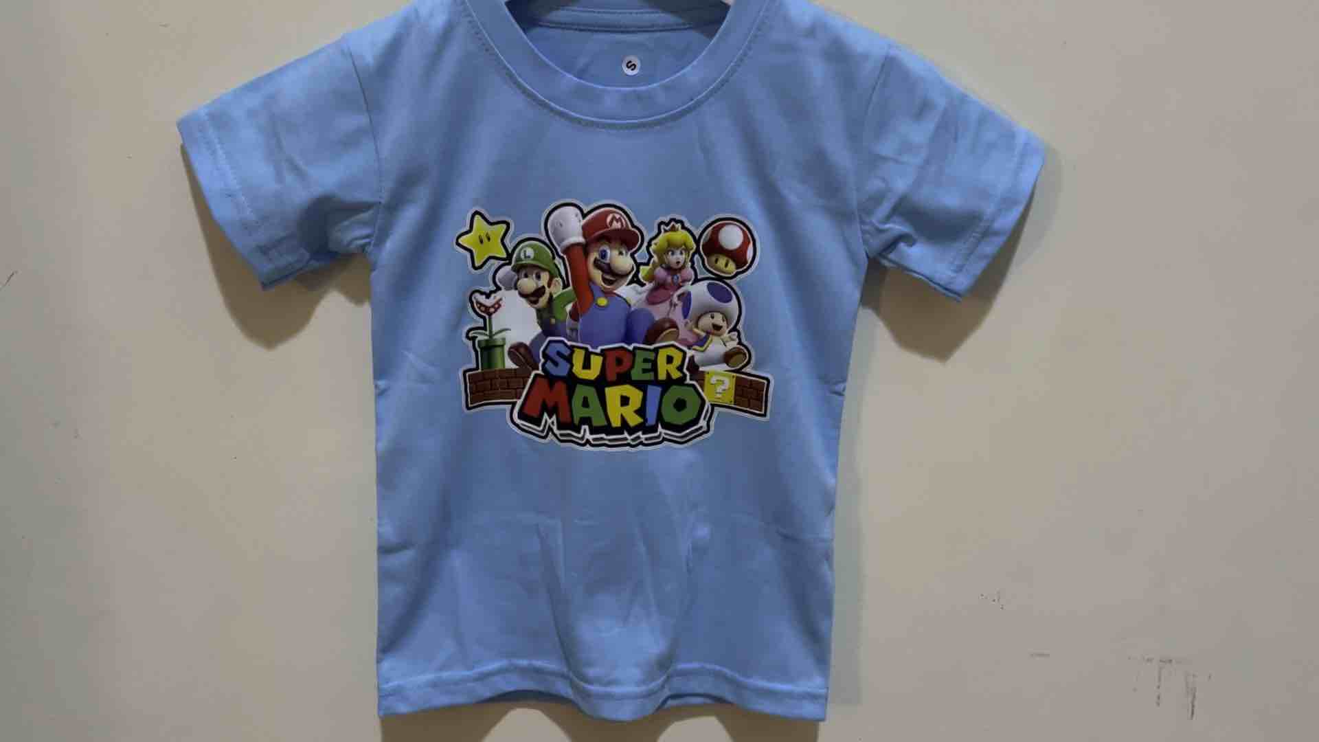 Tshirt kids kaos atasan oblong sablon karakter SUPER MARIO anak cewek cowok usia 1-12tahun