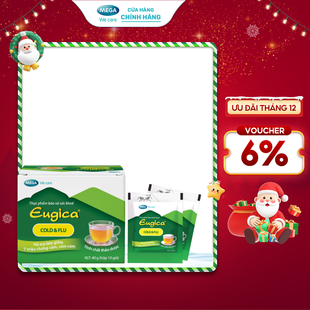  Tinh chất thảo dược hỗ trợ giảm 7 triệu chứng cảm cúm EUGICA COLD & FLU  Hộp 10 gói x 4 g  