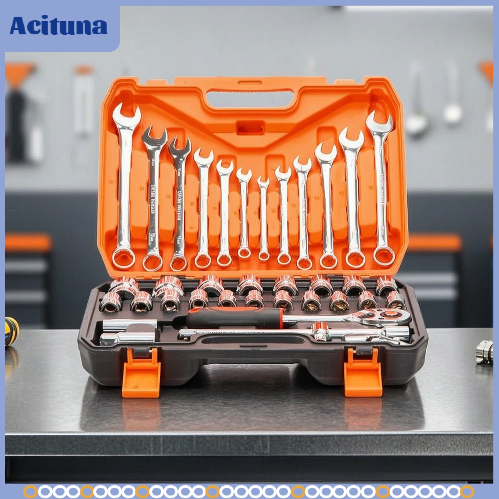 Acituna 37 Pieces Organized Automotive Repair Tool Kit Portable Socket and Wrench Set Compact Socket Set Long-Lasting for Roadside Emergency ราคา 7,317 บาท*ส่งฟรี