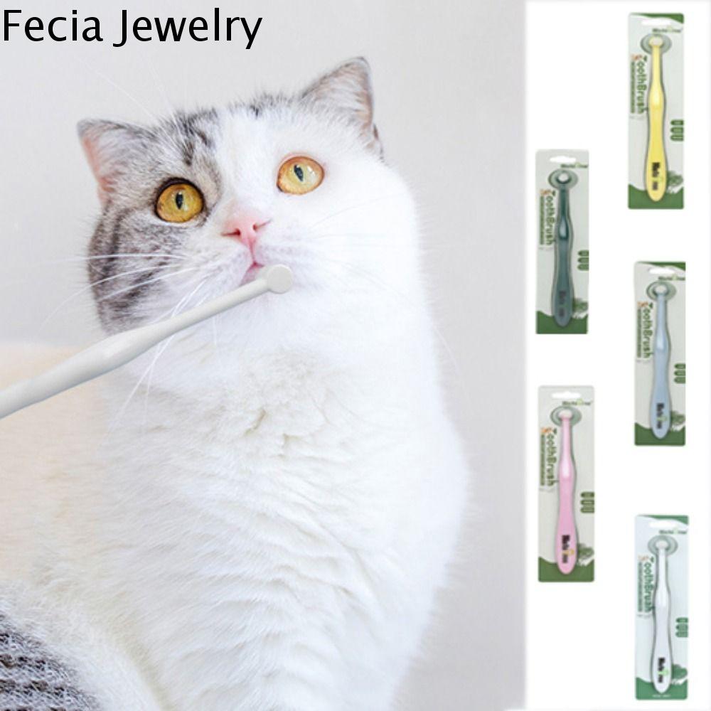 FECIA Mềm Bàn chải đánh răng thú cưng đầu tròn Đầu tròn Trắng/vàng/xanh dương/xanh lá cây Bàn chải đánh răng vệ sinh răng miệng cho thú cưng Phụ Kiện Thú cưng Nhựa/PBT Bàn chải đánh răng mềm cho mèo Loại bỏ cao răng hôi miệng