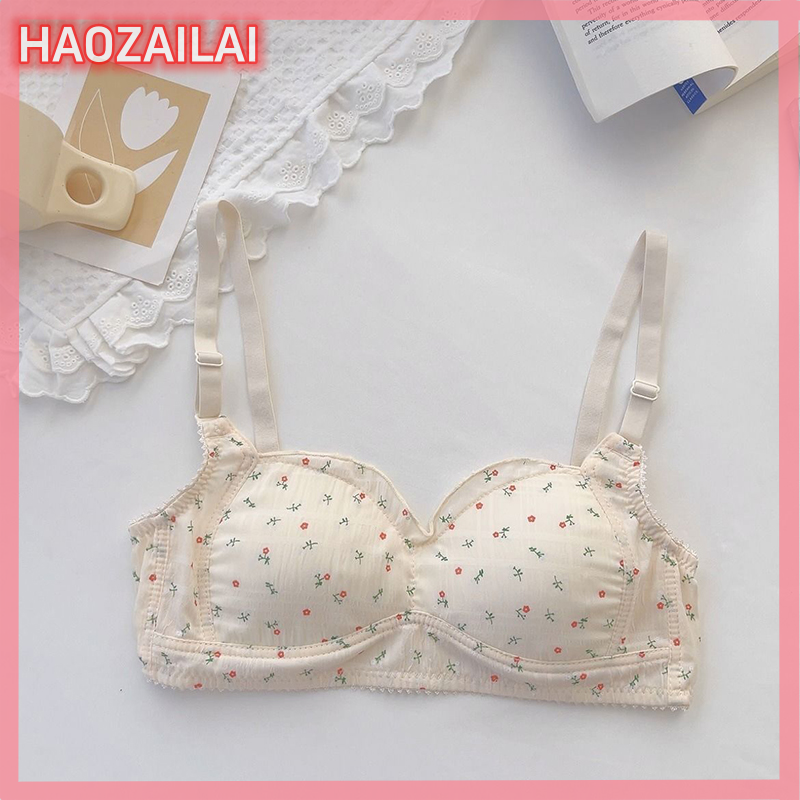 HAOZAILAI Đồ lót cup Floral in dễ thương ngọt ngào Áo ngực thẩm mỹ quần Lót Phụ Nữ đồ lót