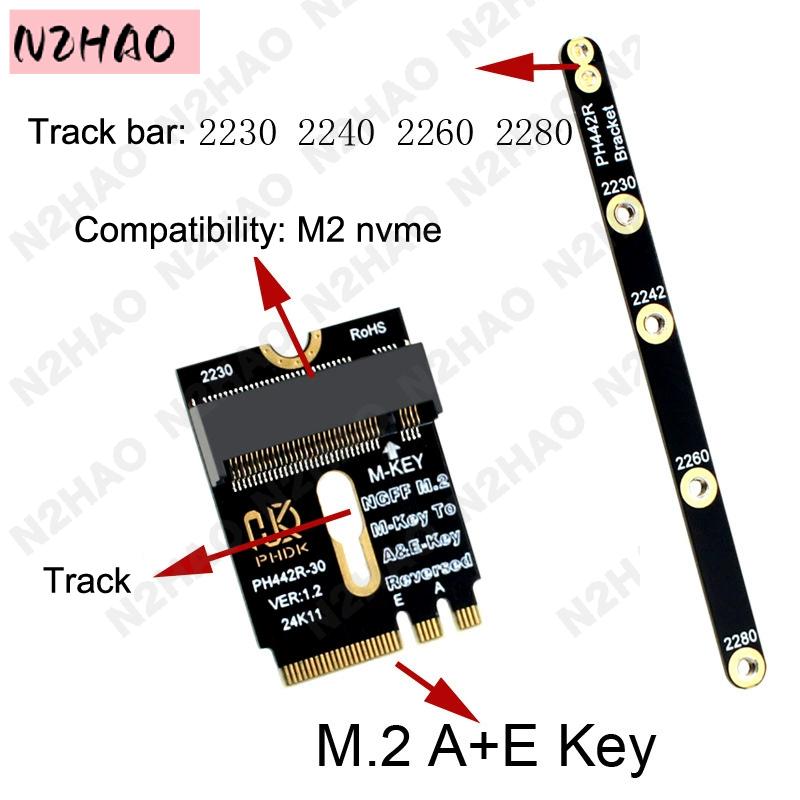 M.2อะแดปเตอร์ A + E TO NVMe SSD M2อินเตอร์เฟส WiFi a e คีย์ถึง M การ์ด Riser 4.0 PCIe พร้อมที่ยึดสำหรับ2230 2242 2260 2280 NVMe SSD ราคา 61 บาท*ส่งฟรี