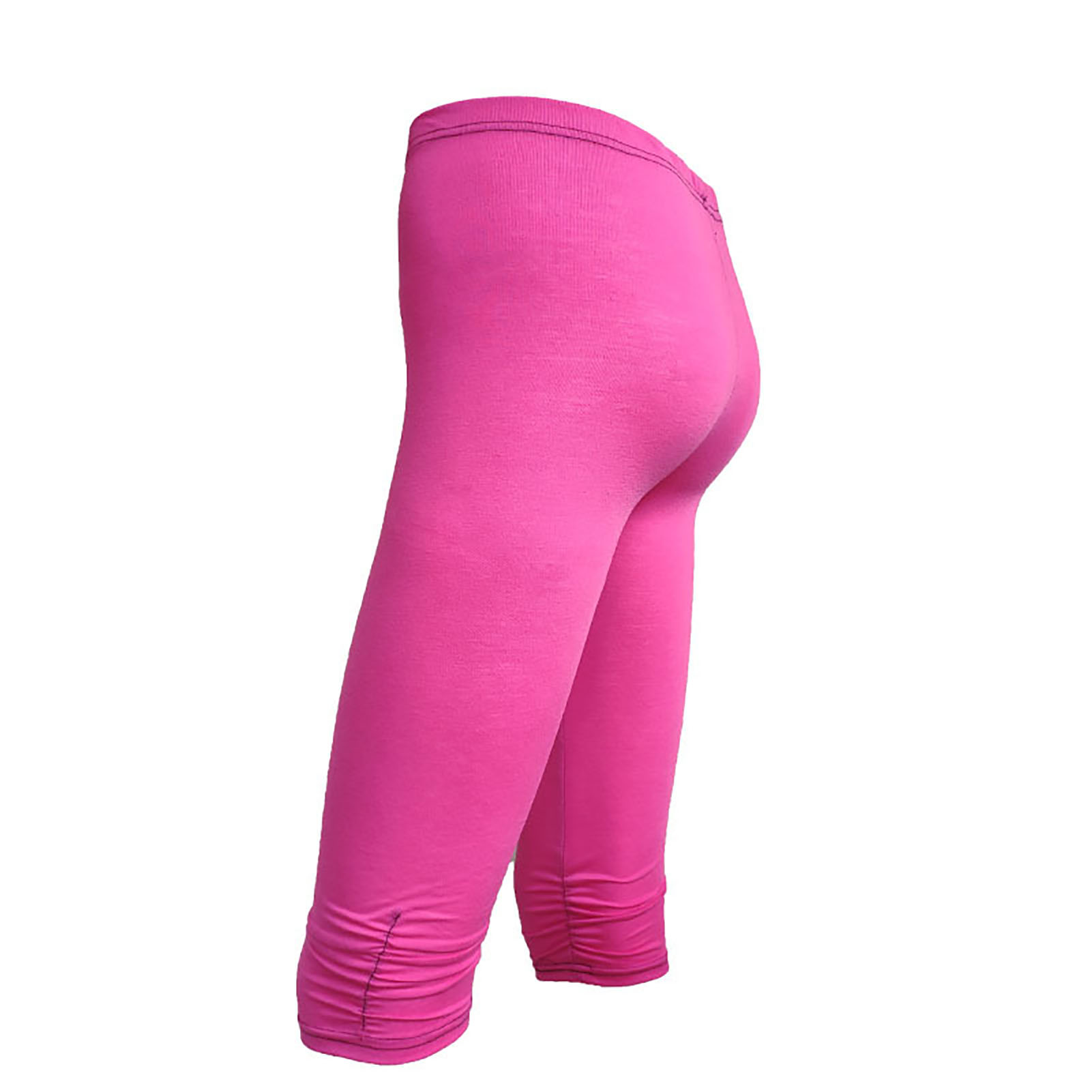 UHH Cropped Pants High Waist Solid Color Bottoms Mid-Calf Stretchy Women Leggings for Running Fashion Women Leggings - 5
