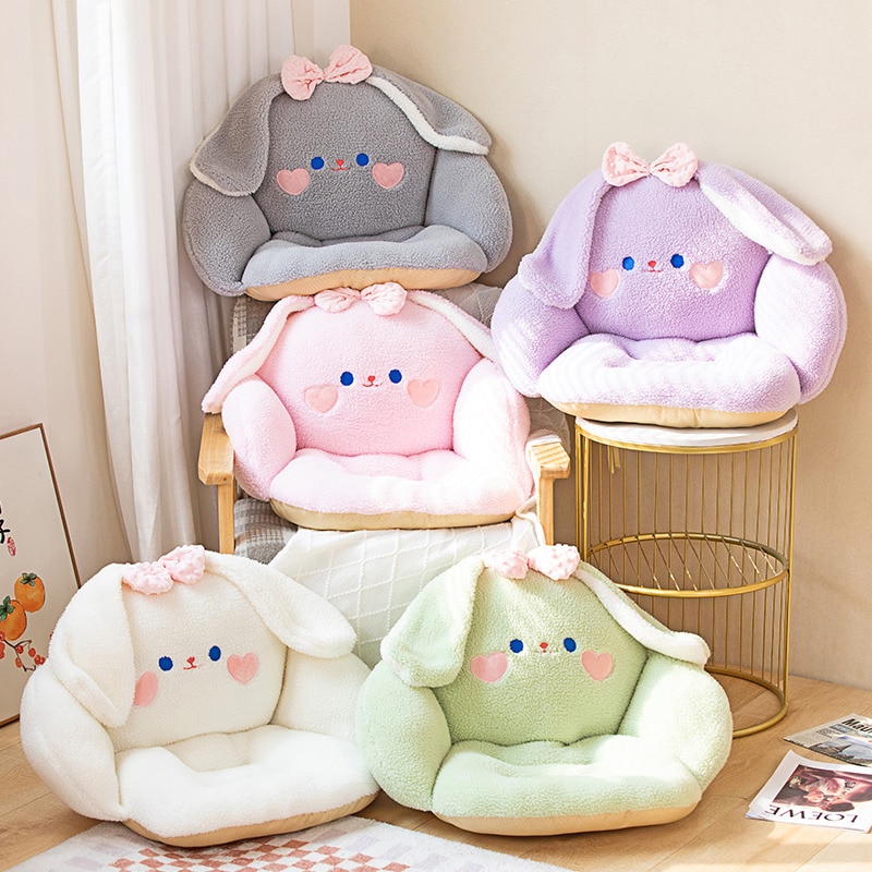 Kawaii Gối Đệm Ghế Thỏ nhồi bông ném gối Ghế đệm Sàn Vải nhung mềm mại động vật Pad Ghế văn phòng trang trí trẻ em Quà tặng