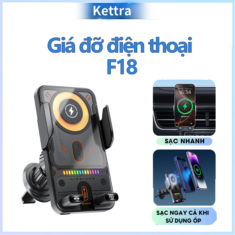 Giá đỡ điện thoại F18, kèm chức năng sạc không dây thao tác một chạm tiện lợi khi lái xe ô tô Giá 332,220 Đồng*Miễn phí vận chuyển