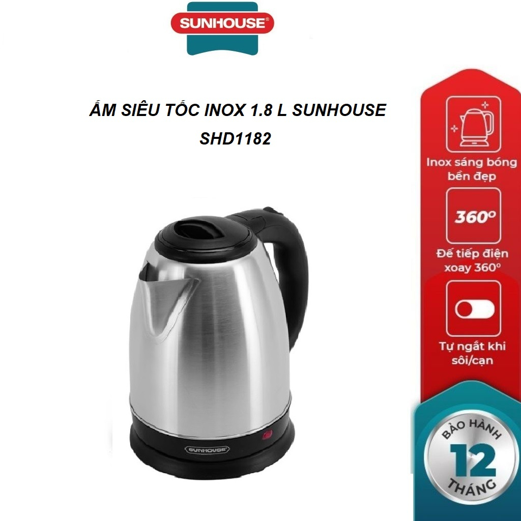 Ấm siêu tốc inox sunhouse shd1182