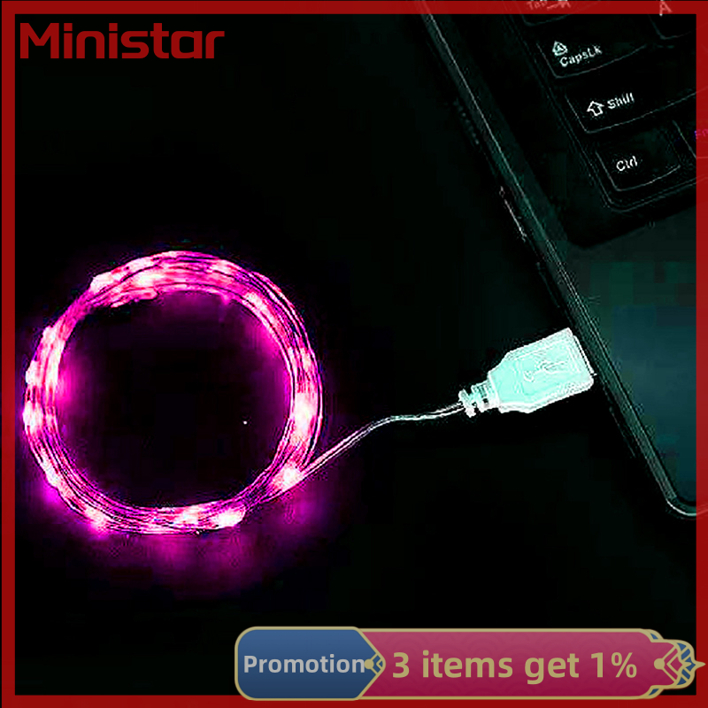 Minestar 1 cái 1m USB 10led Đèn dây dây đồng Đèn vòng hoa đèn Cổ Tích chống thấm nước cho trang trí tiệc lễ cưới giáng sinh