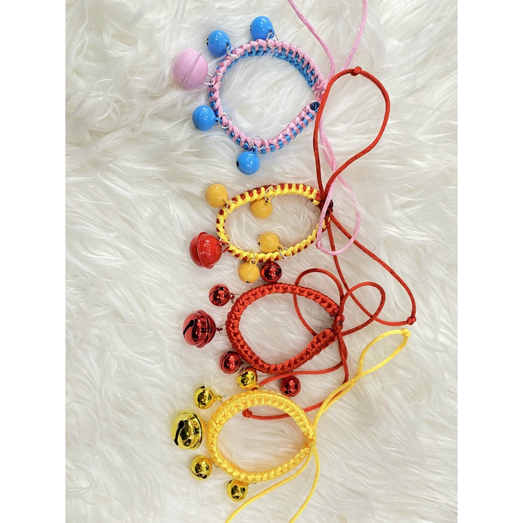 Vòng cổ đan tay 5 chuông cho thú cưng- vòng cổ cho chó mèo