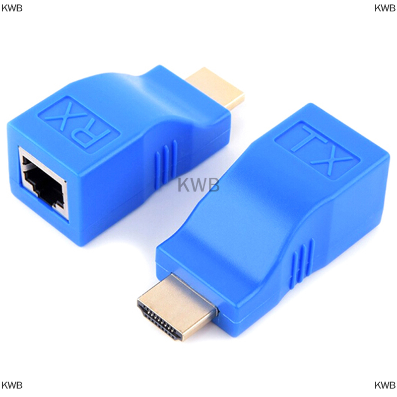 KWB 2pcs 1080P HDMI Extender để RJ45 over Cat 6 Mạng LAN Ethernet Adapter màu xanh