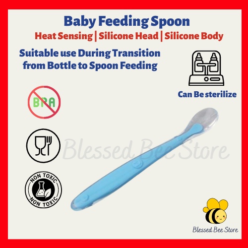 Baby Feeding Silicone Spoon Baby with Thermal Sensor Infant Training Spoons Baby Feeding Spoon Baby Spoon Sudu Bayi