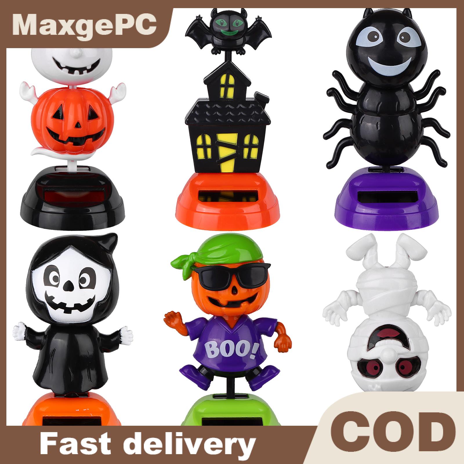 MaxgePC 6ชิ้นของเล่นเต้นพลังงานแสงอาทิตย์ฮาโลวีนตัวเลขเต้นรำฮาโลวีนฟักทองหัวกะโหลกค้างคาวซอมบี้เครื่องประดับตกแต่งรถ Dash ราคา 198 บาท*ส่งฟรี