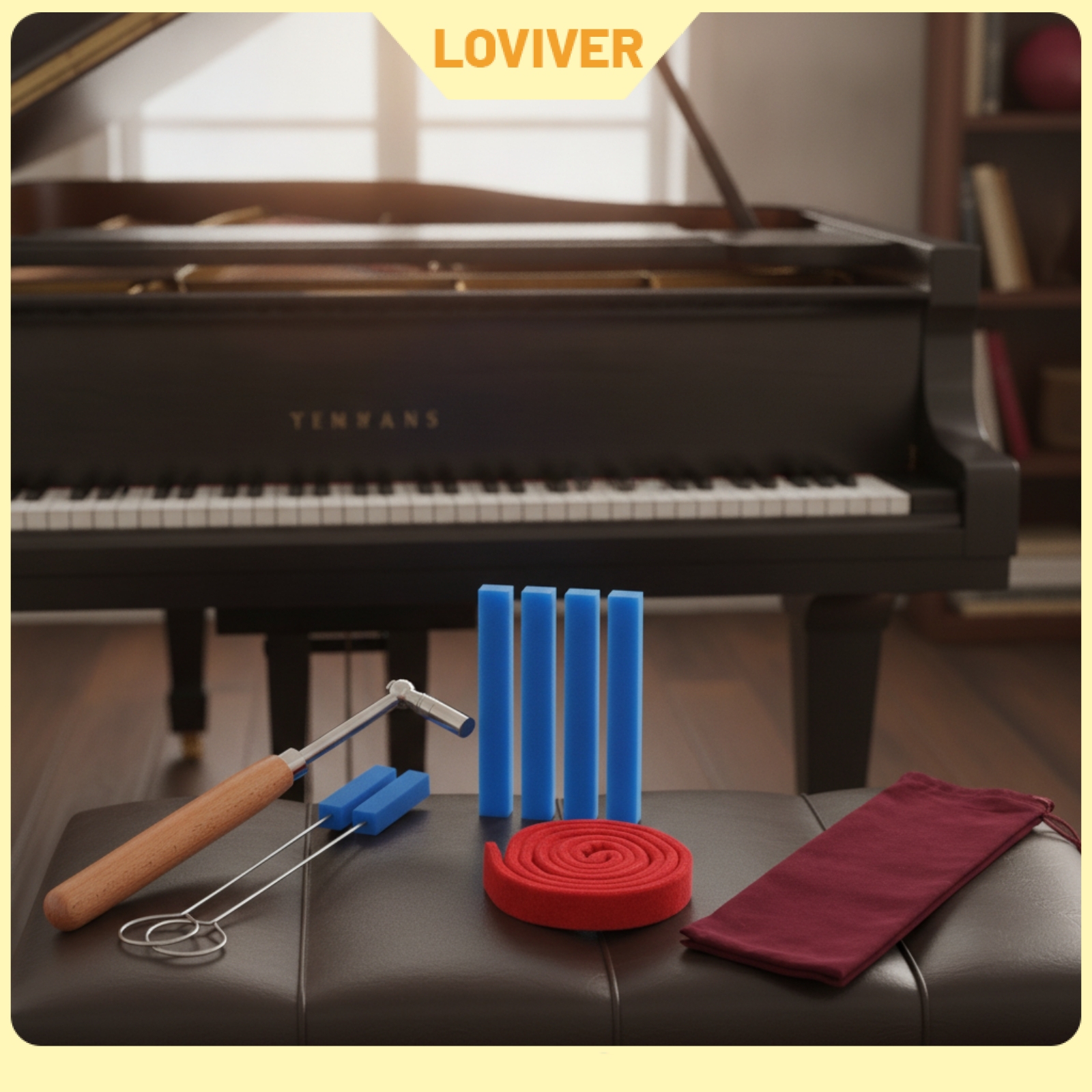 LOVIVER 9 Pieces Comfortable Grip Piano Tuning Kit Accurate Piano Tuning Kit with Storage Bag Portable Tool Reliable for Beginners ราคา 3,202 บาท*ส่งฟรี