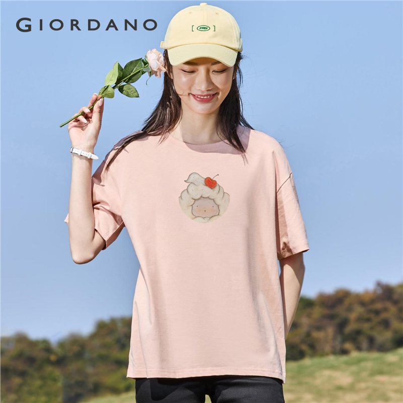 GIORDANO Women Tuo Lu Series T-Shrits 100% Cotton Sweet Ice Print Tee Crewneck Short Sleeve Fashion Casual Tshirts 99395095 ราคา 559 บาท*ส่งฟรี