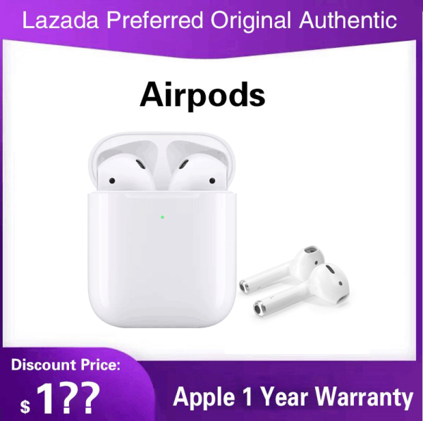 ( Ready Stock) Original Apple AirPods Wireless Earbuds with Wireless Charging Case Singapore