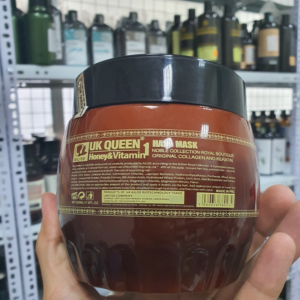 ủ tóc keratin hấp phục hồi cao cấp UK QUEEN HONEY & VITAMIN_COLLAGEN_KERATIN_Hũ 500ML Az.pro hàng hi