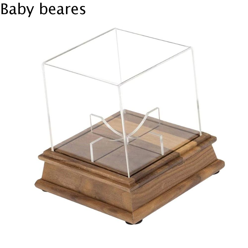 BABY Khối Acrylic Hộp bóng chày Giá đỡ bóng Chống bụi Giá đỡ bóng chày Hộp lưu trữ Bằng gỗ Hộp trưng bày bóng chày Bóng có chữ ký