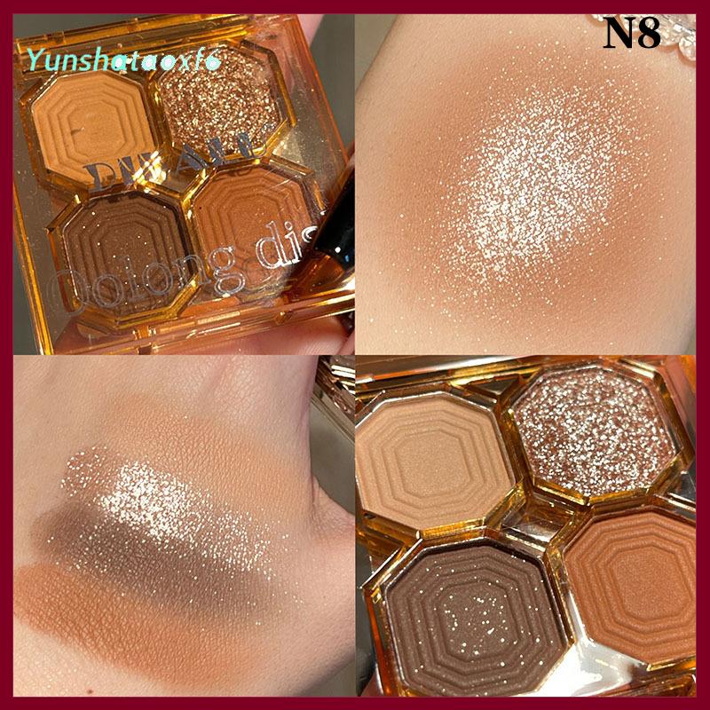 yunshataoxf Dikalu 4 màu Punk Smokey Matte long lanh Eyeshadow Palette ánh sáng lung linh Eye Shadow trang điểm Palette mát mẻ săn chắc màu xám đen EYE PALETTE - 5