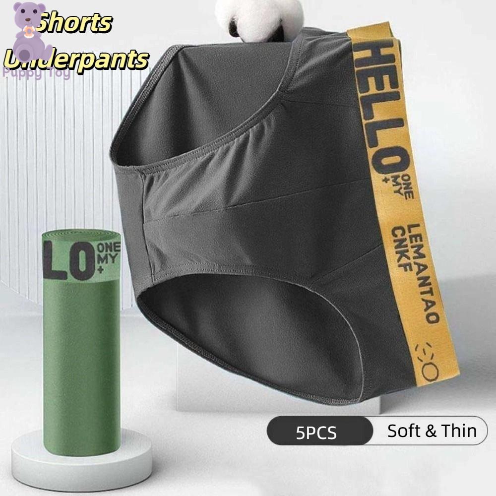 TESDFD 5PCS Đồ lót nam Quần lót mỏng cho nam Quần lót Đàn hồi Quần lót chữ cái Đơn giản Eo thấp Đồ lót cho nam Bốn Mùa