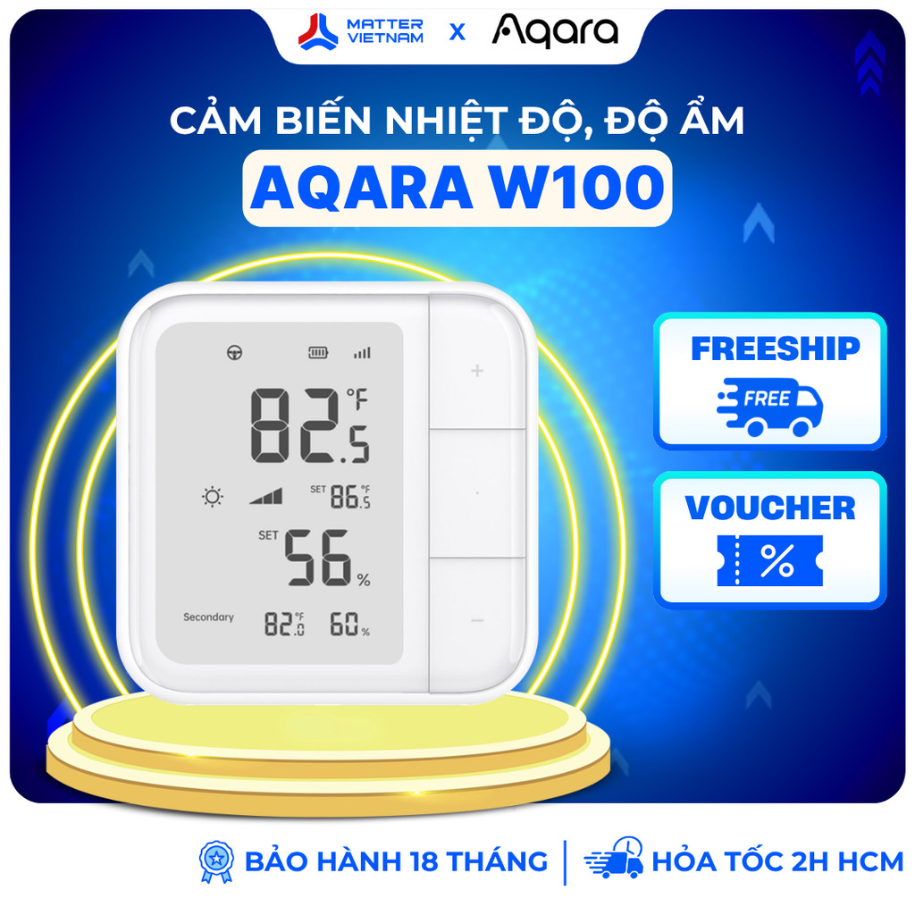 Màn Hình Cảm Biến Nhiệt Độ Aqara Climate Sensor W100 Tương Thích Matter, Thread, Apple HomeKit - BẢN QUỐC TẾ