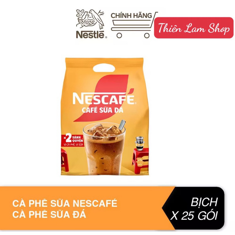 Nescafe' cà phê sữa đá Bịch 25 gói/Hộp 10 gói (04/2026)