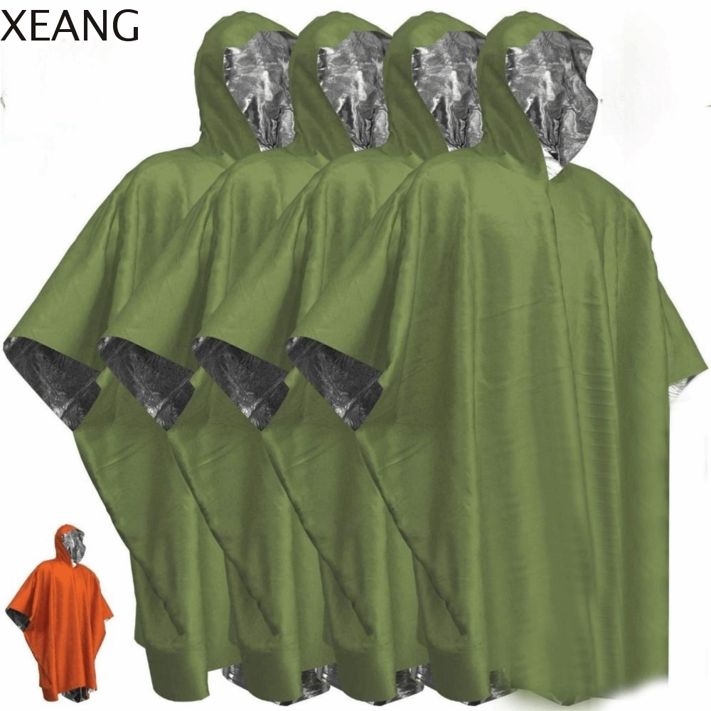 XEANG Thiết bị cắm trại Áo mưa poncho khẩn cấp Phim nhôm Chống nước Áo mưa chống thấm Sinh Tồn Khẩn Cấp Phản xạ nhiệt Đồ chống mưa sinh tồn Cắm trại đi bộ đường dài