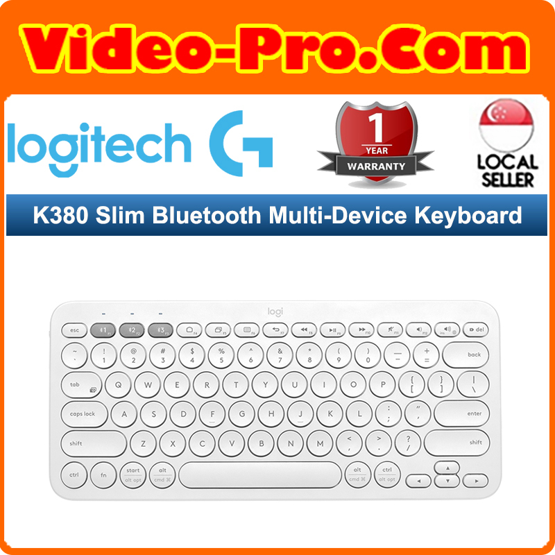 Logitech K380 Slim Bluetooth Multi-Device Keyboard for Computers, Tablets and Smartphones-White 920-009580 (1 Year Warranty) Singapore