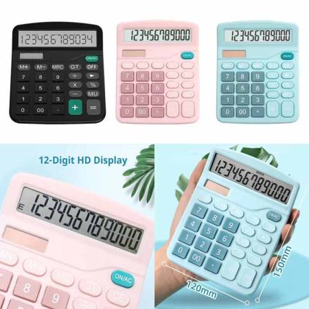 Large Screen Desktop Calculator with Solar Battery Power, Home/Office