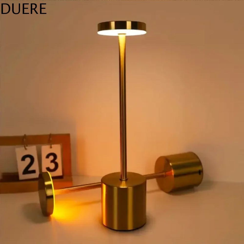DUERE Điều chỉnh độ sáng không cấp bậc Đèn bàn LED Ba màu sắc Thân kim loại Đèn ngủ sạc lại Đèn ngủ để bàn Thiết kế không dây Đèn đọc sách không dây Trang trí phòng ngủ