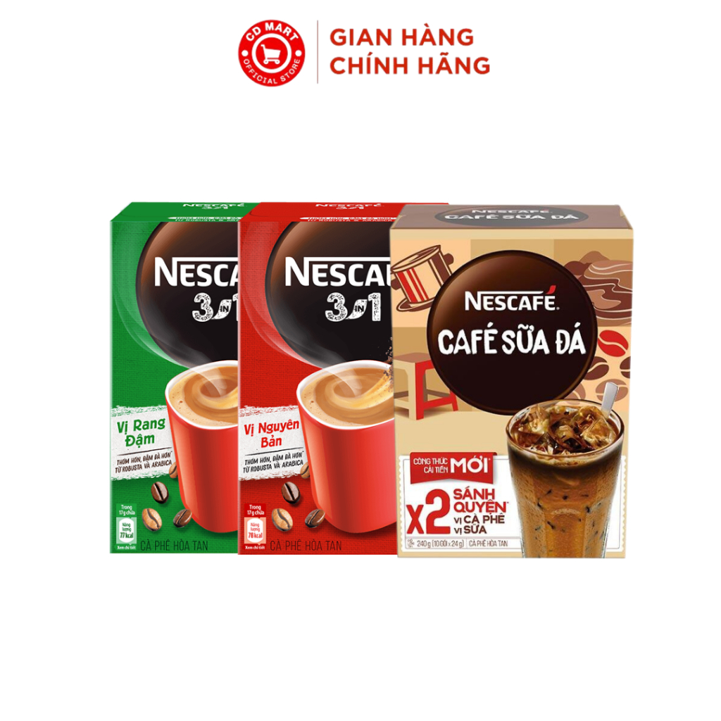 Hộp cà phê hoà tan Nescafe 3in1 288g (18 gói x 16g) Bao bì mới