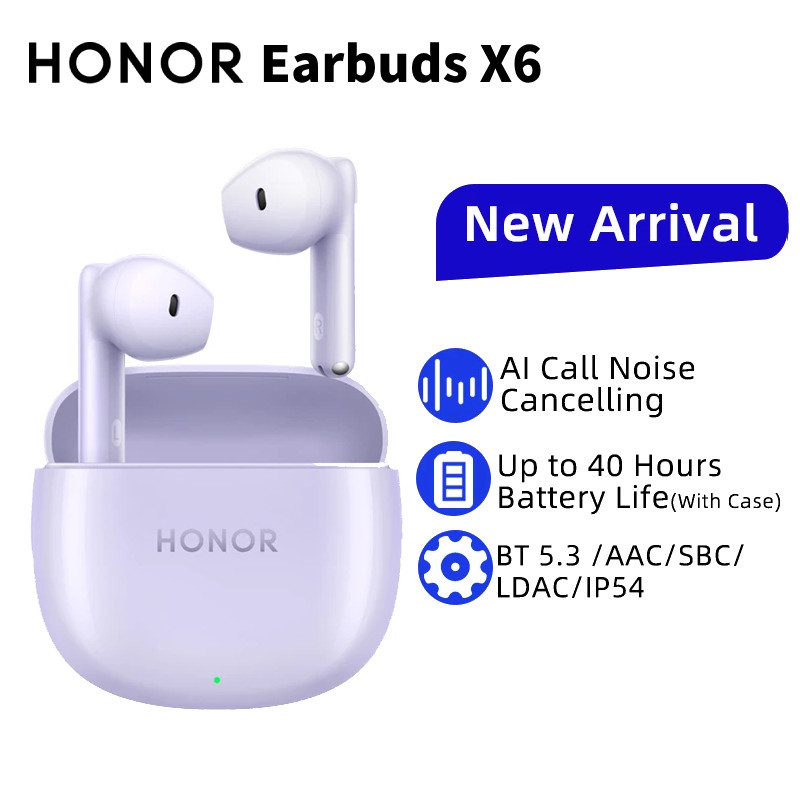 Honor Earbuds X6 Call Noise Cancelling TWS Earphone Bluetooth 5.3 True Wireless Headphone 40 Hour Battery Life for HONOR 90 IP54