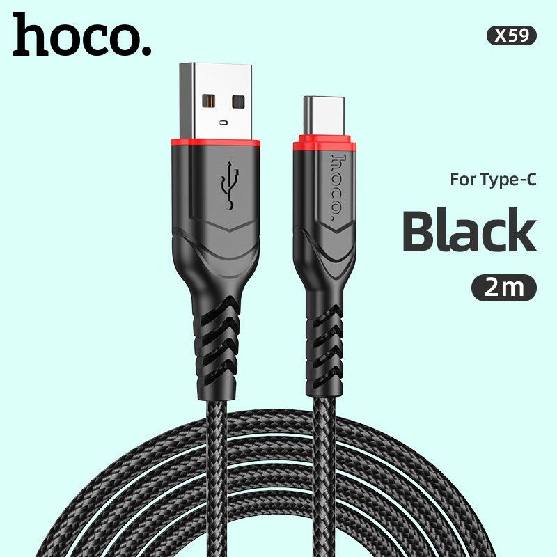 Cáp Sạc Hoco X59 Micro 2 Mét. Cáp Sạc Hoco X59 USB Ra Type-C 2 Mét. Cáp Sạc Nhanh 60W 2 Đầu Type-C H