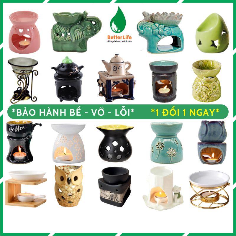 Đèn xông tinh dầu sáp thơm đốt bằng nến tealight chất liệu gốm sứ Bát Tràng đẹp dễ thương sang trọng - Better Life