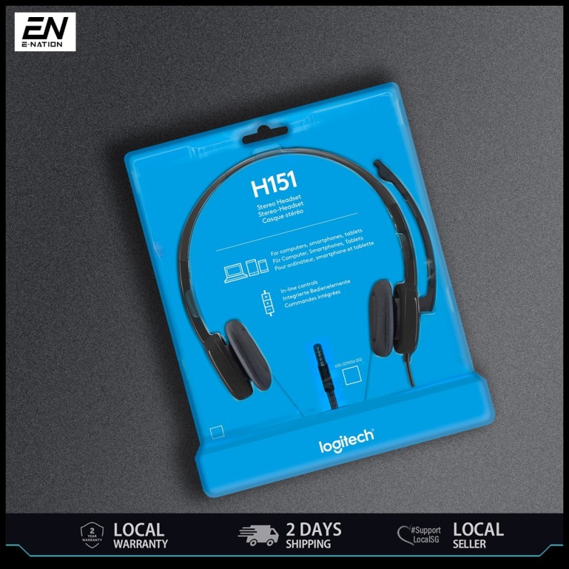 Logitech Headset H151 Stereo Sound Single 3.5mm Jack with in-line controls (981-000587) 1 Year SG Warranty H 151 Head Set Head-Set Singapore