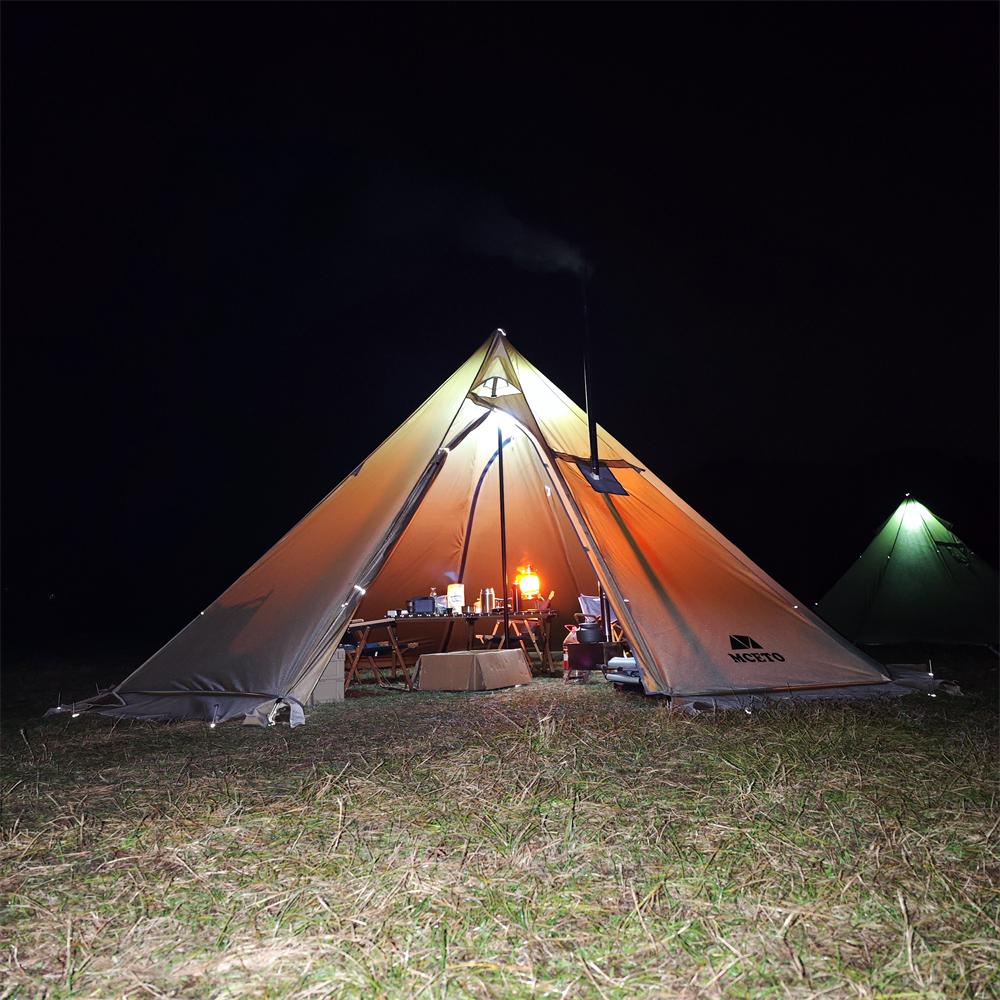 【100% Authentic】Lixada 5-8 People Tipi Hot Tent with Stove Jack Camping Pyramid Teepee Tent for Camping Backpacking Hiking · v25