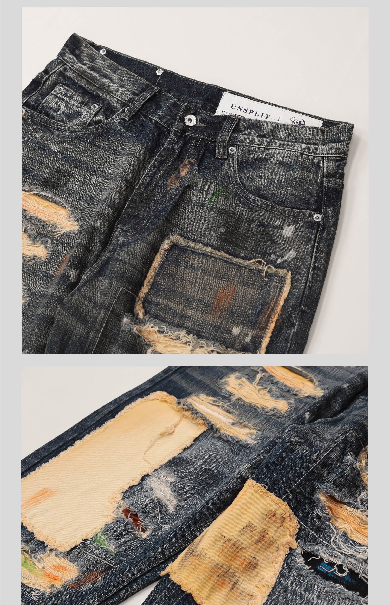 2024 Rechte herenjeans met geborduurde appliqué, Japanse modetrend, persoonlijkheid, vrijetijdsbroek