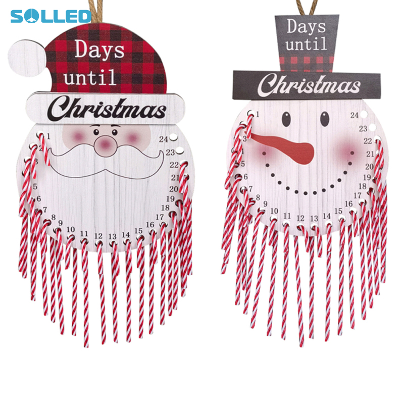 Wooden Christmas Countdown Calendar With 24 Cane Candy Jute Twine For Indoor Outdoor Home Wall Decor ราคา 195 บาท*ส่งฟรี