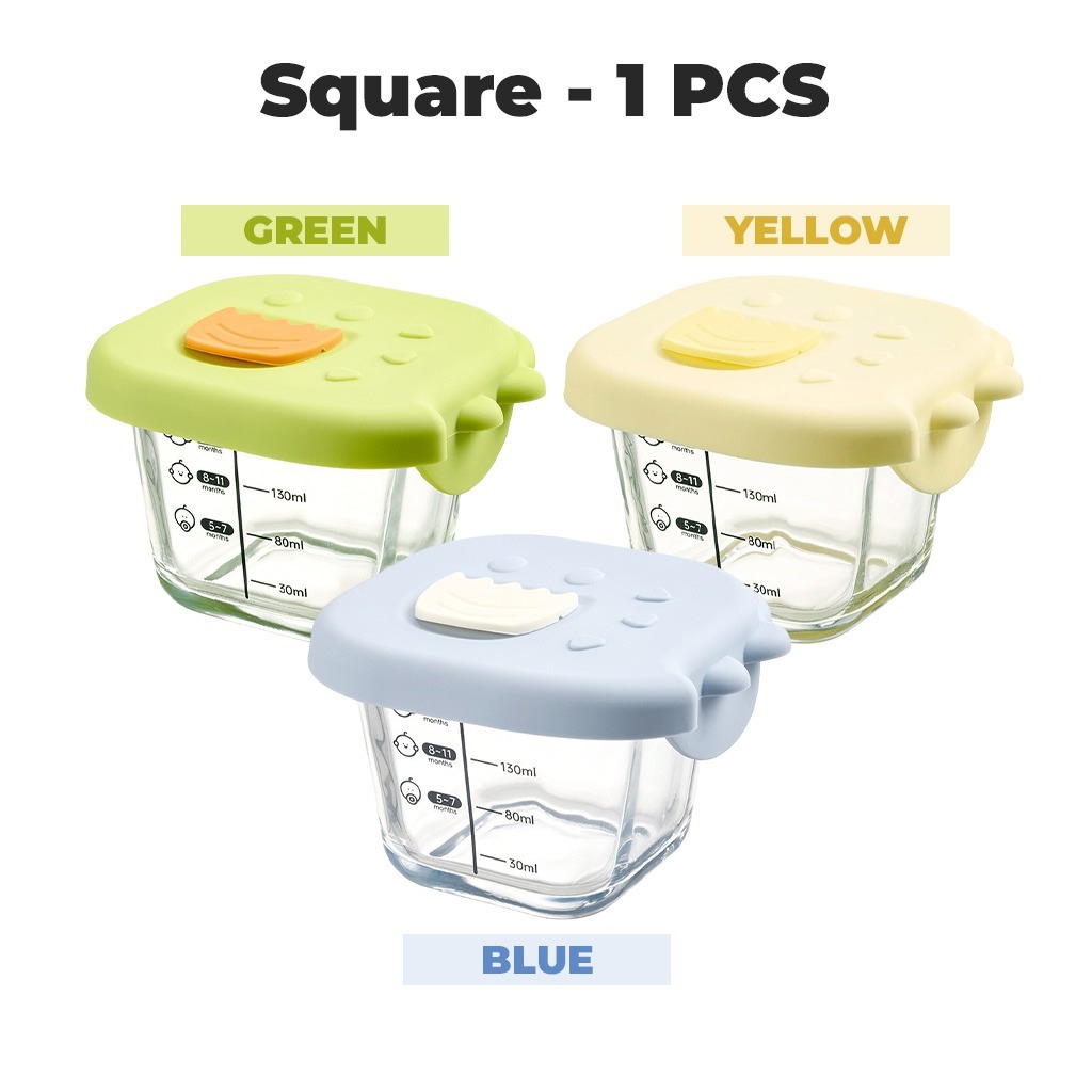 Baby👶🏼Childrens Food Bowls Baby Glass Food Storage Container Microwave Safe Container Box Glass Baby Kid Bekas Makanan