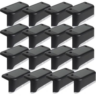 16Pcs LED Solar Path Stair Light Outdoor Wall Lamp Garden Yard Fence Wall Landscape Lamp Driveway Fence Lights