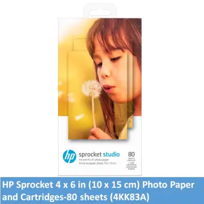 HP Sprocket studio 4 x 6" in (10 x 15 cm) Photo Paper and Cartridges 80 sheets (Part number 4KK83A )