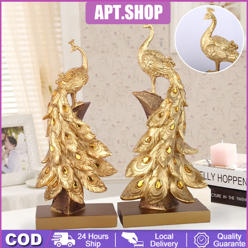 【】Ruang Tamu Modern Hadiah Pernikahan Ornamen Pecinta Merak Rumah Kreatif Resin Kerajinan Ornamen