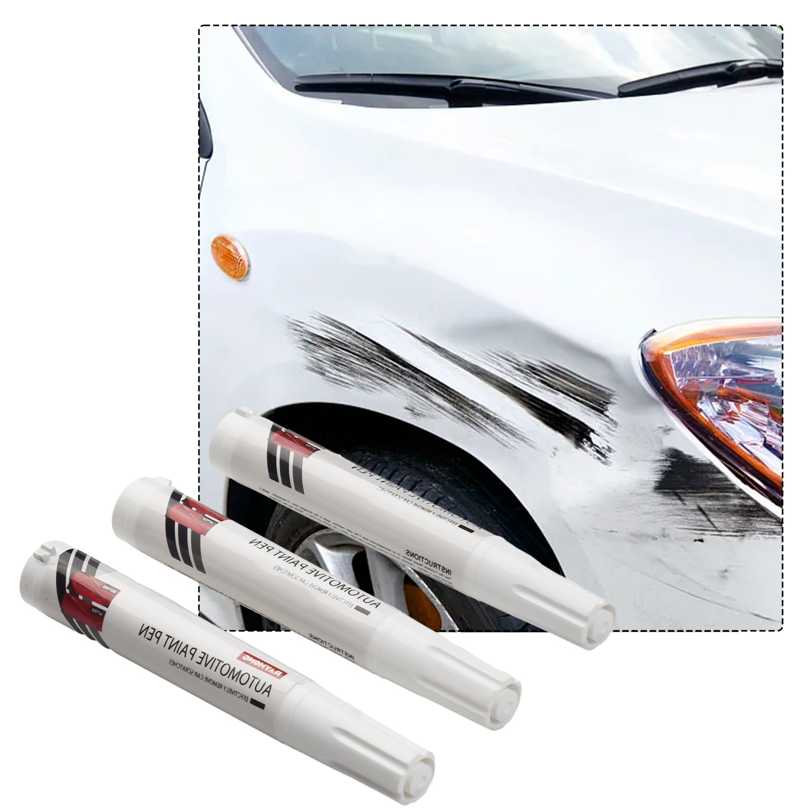 【Tự động thời trang】 3 chiếc bút sửa chữa vết xước xe hơi Bộ dụng cụ Bút sơn ô tô tháo lắp trong suốt