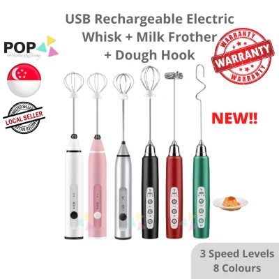Electric Whisk Egg Beater Milk Frother Dalgona Coffee CNY Raya Baking Christmas Present Xmas Birthday Housewarming Gift Idea Blender USB Rechargeable Wireless Handheld Portable Mixers
