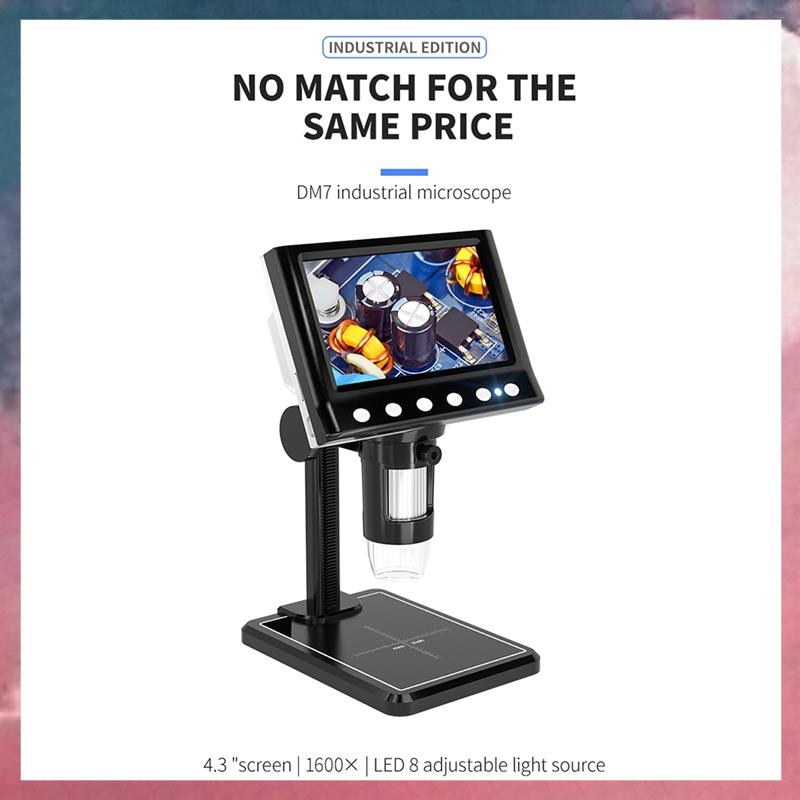 (RNDO) Digital Microscope 4.3 Inch 1000X 960P Video Microscope for Adults Welding with 8 LED
